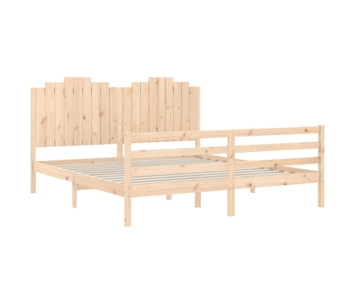 Estructura de cama de matrimonio con cabecero madera maciza