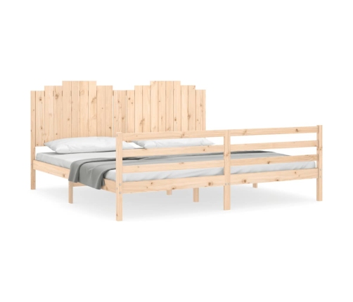 Estructura de cama con cabecero madera maciza 200x200 cm