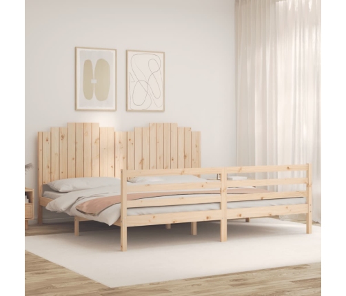 Estructura de cama con cabecero madera maciza 200x200 cm