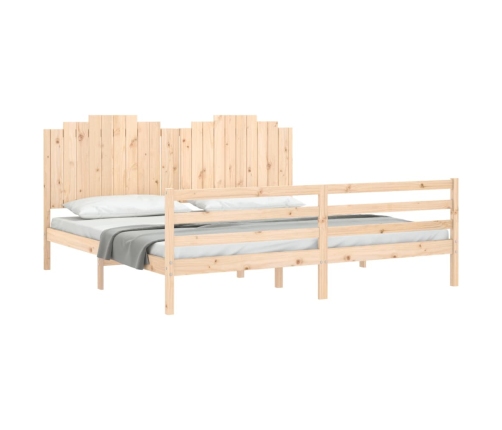 Estructura de cama con cabecero madera maciza 200x200 cm