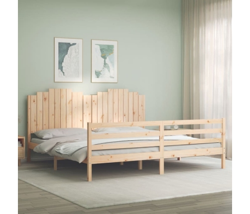 Estructura de cama con cabecero madera maciza 200x200 cm