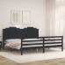 Estructura de cama con cabecero madera maciza negro 200x200 cm