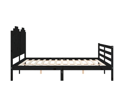 Estructura de cama con cabecero madera maciza negro 200x200 cm