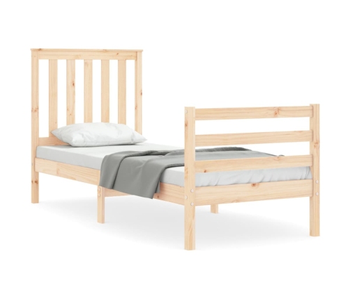 Estructura de cama individual con cabecero madera maciza