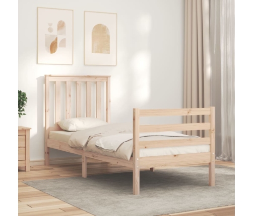 Estructura de cama individual con cabecero madera maciza