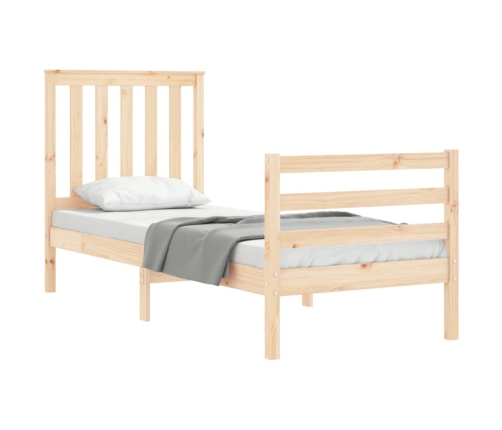 Estructura de cama individual con cabecero madera maciza