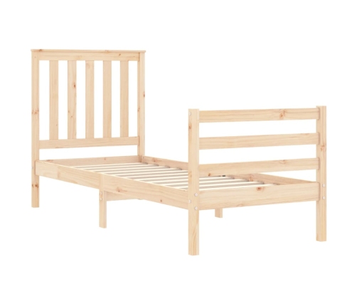 Estructura de cama individual con cabecero madera maciza