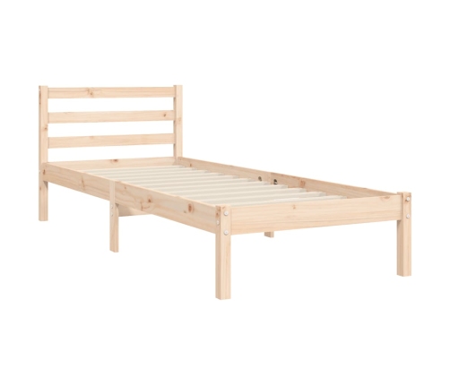 Estructura de cama individual con cabecero madera maciza