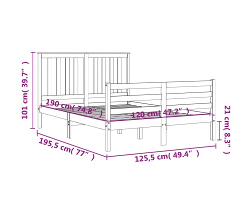 Estructura de cama matrimonio con cabecero madera marrón miel