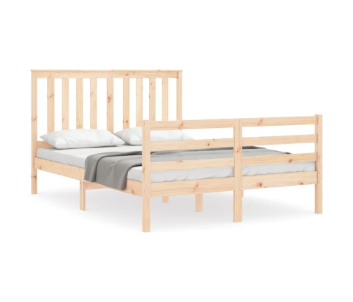 Estructura de cama con cabecero madera maciza 140x190 cm