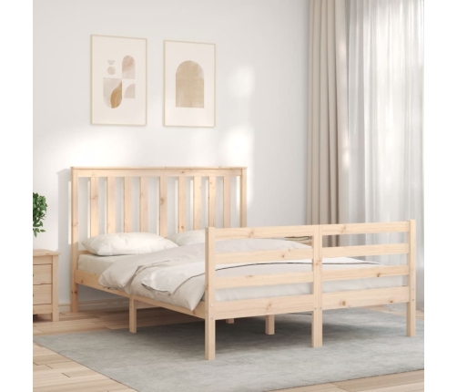 Estructura de cama con cabecero madera maciza 140x190 cm