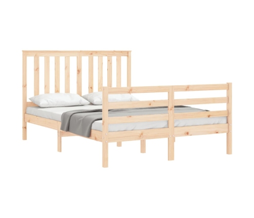 Estructura de cama con cabecero madera maciza 140x190 cm