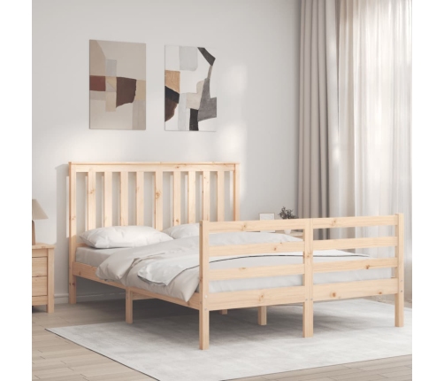 Estructura de cama con cabecero madera maciza 140x190 cm