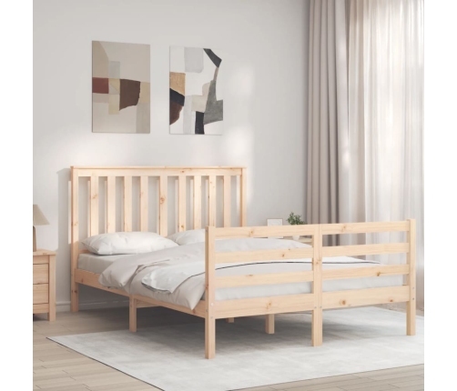 Estructura de cama con cabecero madera maciza 140x200 cm