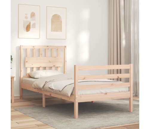 Estructura de cama con cabecero madera maciza