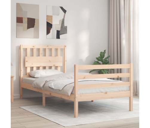 Estructura de cama con cabecero madera maciza