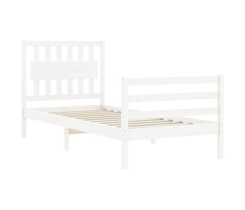 Estructura de cama con cabecero madera maciza blanco