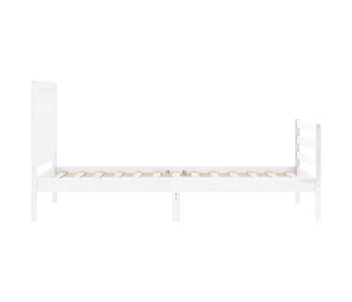 Estructura de cama con cabecero madera maciza blanco