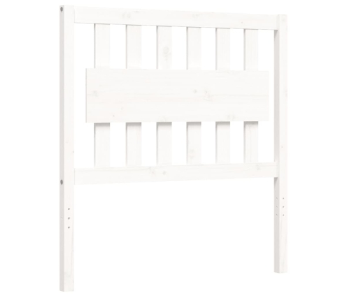 Estructura de cama con cabecero madera maciza blanco