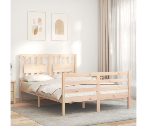 Estructura de cama de matrimonio con cabecero madera maciza