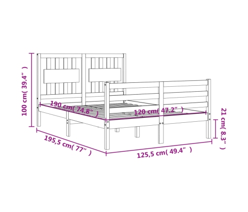 Estructura de cama de matrimonio con cabecero madera maciza