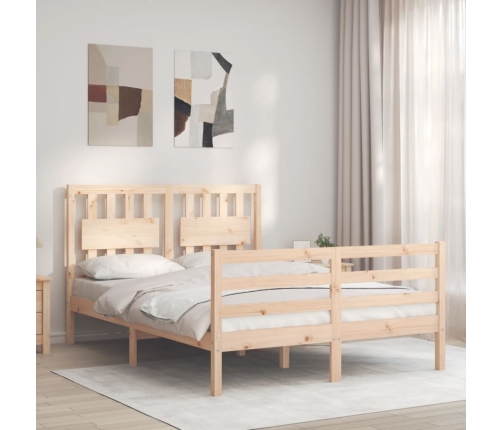 Estructura de cama con cabecero madera maciza 140x190 cm