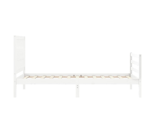 Estructura de cama con cabecero madera maciza blanco 90x200 cm