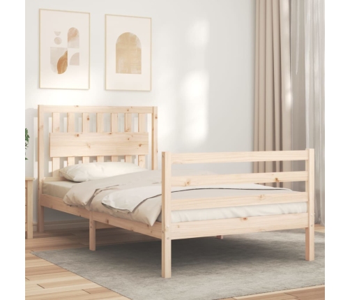 Estructura de cama con cabecero madera maciza 100x200 cm