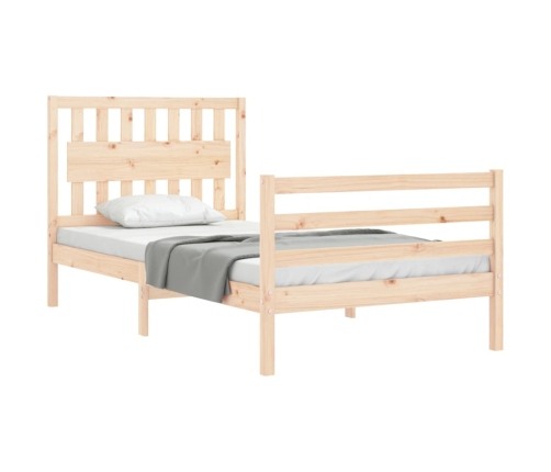 Estructura de cama con cabecero madera maciza 100x200 cm