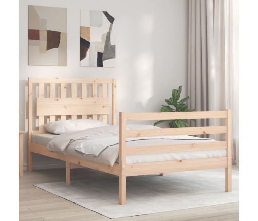 Estructura de cama con cabecero madera maciza 100x200 cm