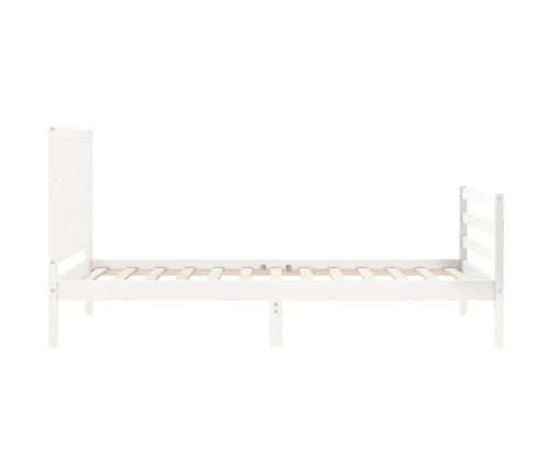 Estructura de cama con cabecero madera maciza blanco 100x200 cm