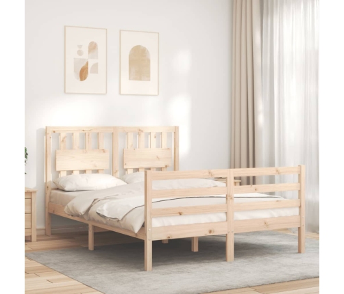 Estructura de cama con cabecero madera maciza 120x200 cm