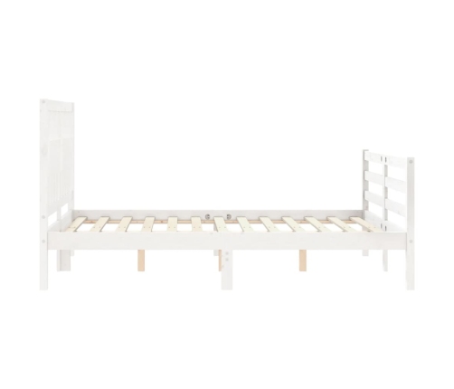 Estructura de cama con cabecero madera maciza blanco 140x200 cm