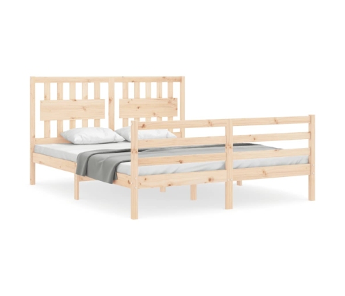 Estructura de cama de matrimonio con cabecero madera maciza