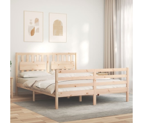 Estructura de cama de matrimonio con cabecero madera maciza