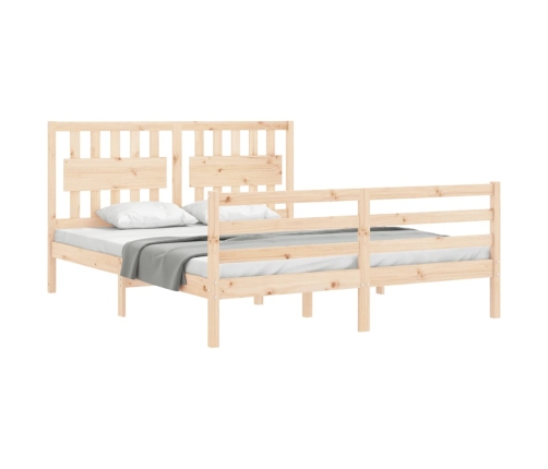 Estructura de cama de matrimonio con cabecero madera maciza