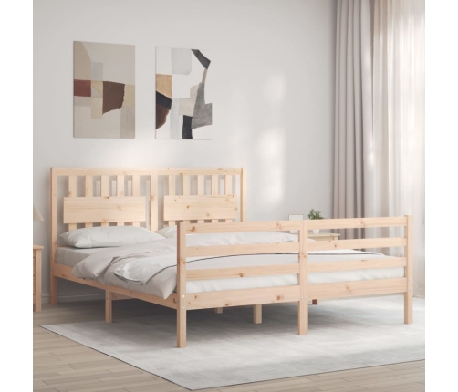 Estructura de cama con cabecero madera maciza 160x200 cm