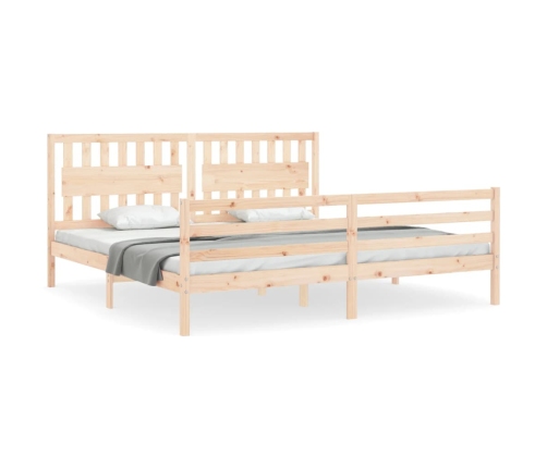 Estructura de cama con cabecero madera maciza 200x200 cm