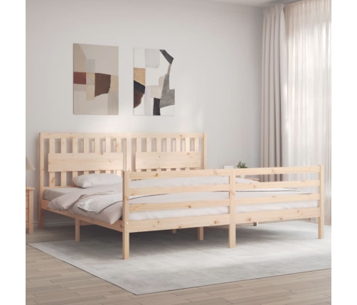 Estructura de cama con cabecero madera maciza 200x200 cm