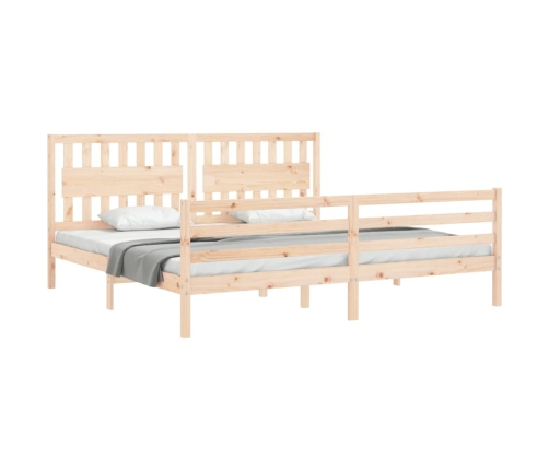 Estructura de cama con cabecero madera maciza 200x200 cm