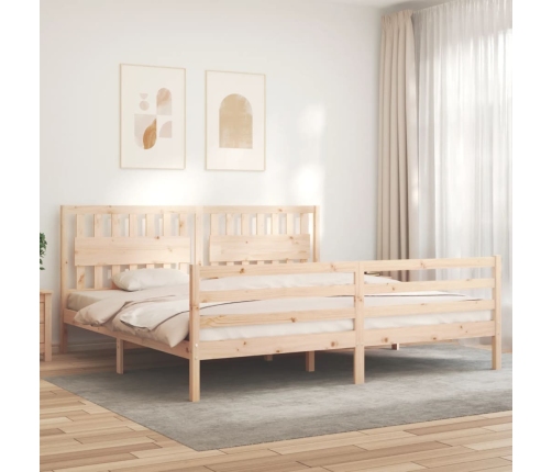 Estructura de cama con cabecero madera maciza 200x200 cm