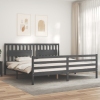 Estructura de cama con cabecero madera maciza gris 200x200 cm