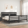 Estructura de cama con cabecero madera maciza negro 200x200 cm