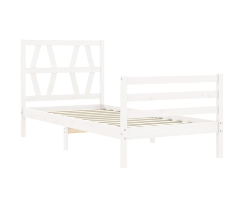 Estructura de cama con cabecero madera maciza blanco