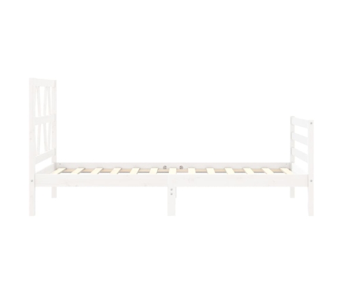 Estructura de cama con cabecero madera maciza blanco