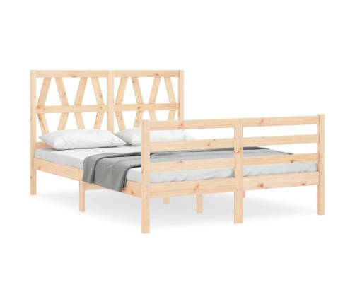 Estructura de cama de matrimonio con cabecero madera maciza