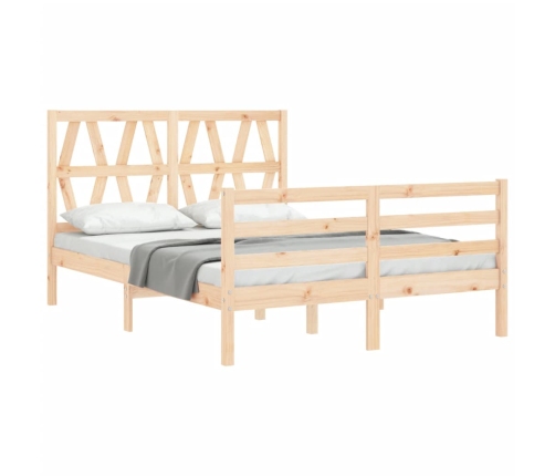 Estructura de cama de matrimonio con cabecero madera maciza