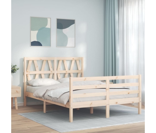 Estructura de cama de matrimonio con cabecero madera maciza