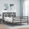 Estructura de cama con cabecero madera maciza gris 140x190 cm