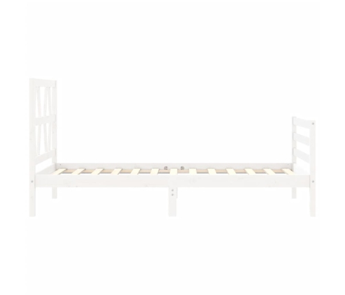 Estructura de cama con cabecero madera maciza blanco 90x200 cm